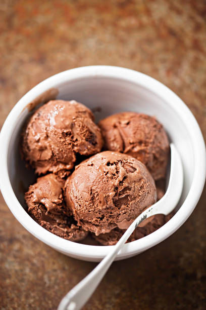istock Chocolate ice cream in white bowl 801948014