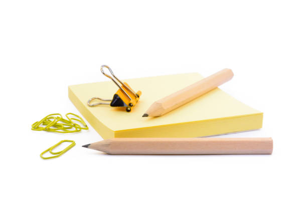 istock Office supplies isolated on white background 801950670