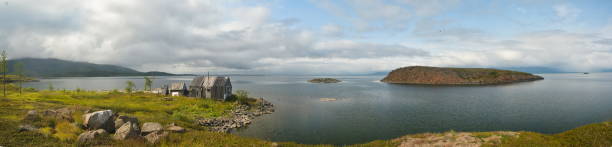 istock Panorama. Islands in the North lake. 801963684