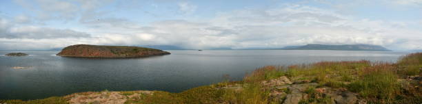 istock Panorama. Islands in the North lake. 801964470