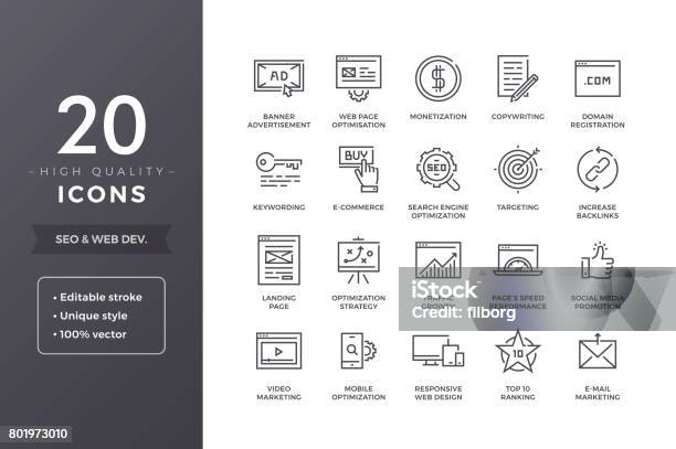 Seo Icons Stock Illustration - Download Image Now - Traffic, Manager, Internet