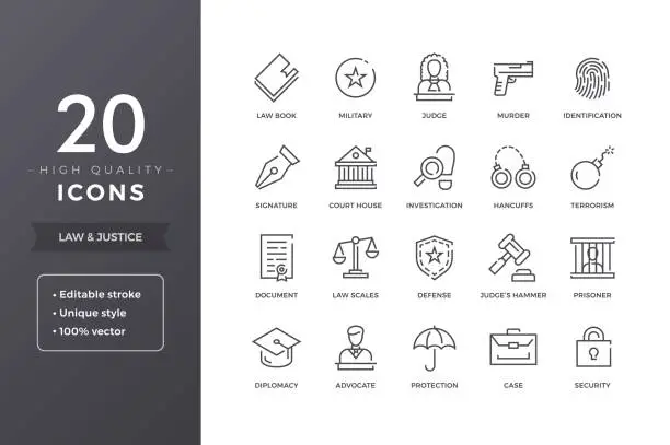Vector illustration of Law Icons