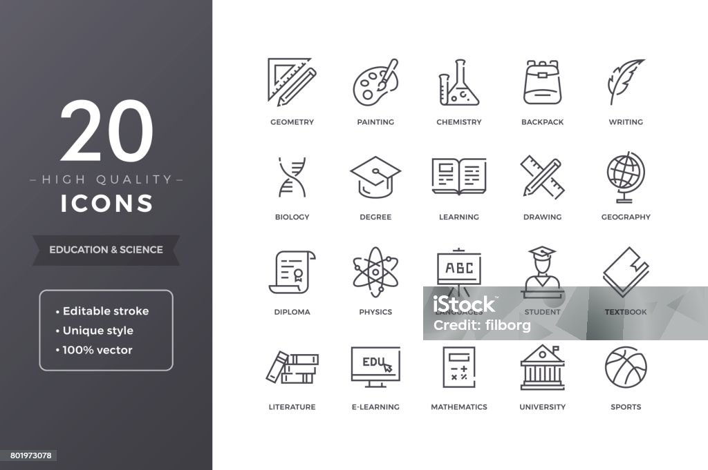 Iconos de ciencia y educación - arte vectorial de Matematicas libre de derechos