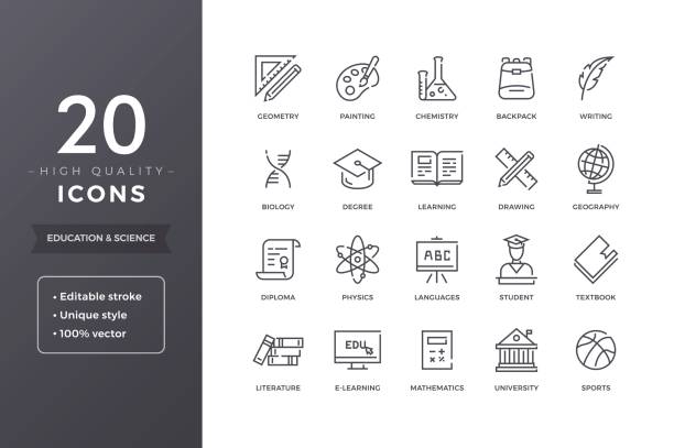 School Subjects Icons Set Vector Art At Vecteezy