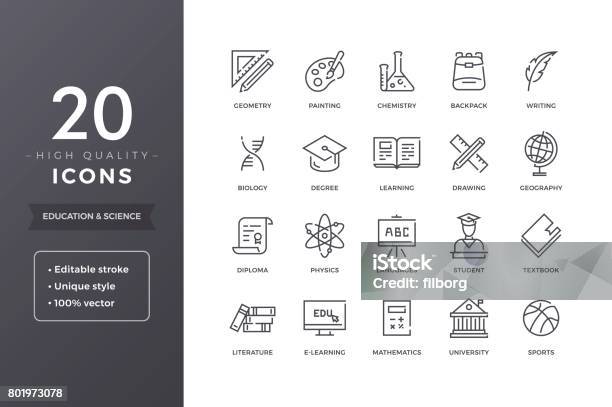 Education And Science Icons Stock Illustration - Download Image Now - Mathematics, Mathematical Symbol, History