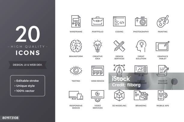 Design Icons Stock Illustration - Download Image Now - Icon Symbol, Creativity, Line Icon