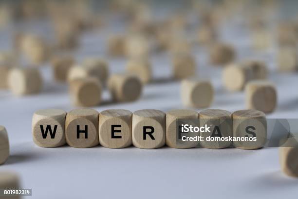 Whereas Cube With Letters Sign With Wooden Cubes Stock Photo - Download Image Now