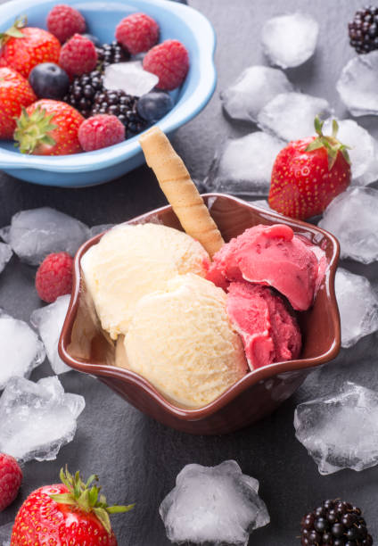 istock Ice cream and berries fruits 802004750