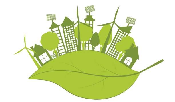 istock city on the leaves of plants - save the environment 802005164