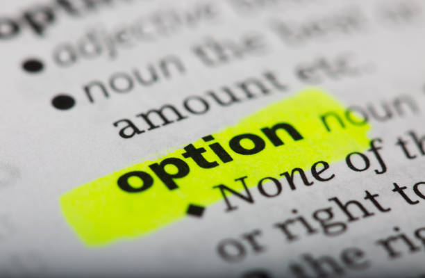 istock Word option printed and defined in a English dictionary 802016382