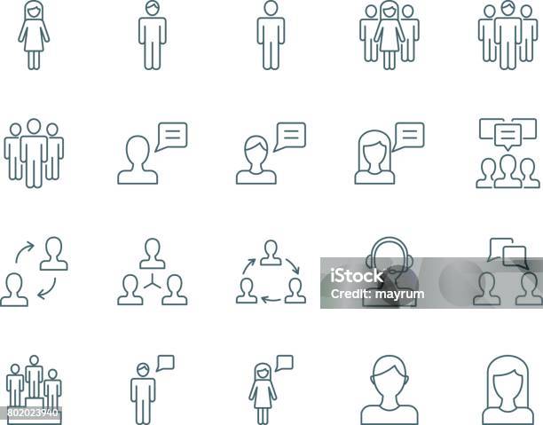 People Vector Icons Stock Illustration - Download Image Now - Line Icon, Customer Service Representative, Men
