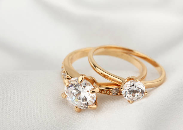 istock jewelry rings with diamond on white cloth 802024266