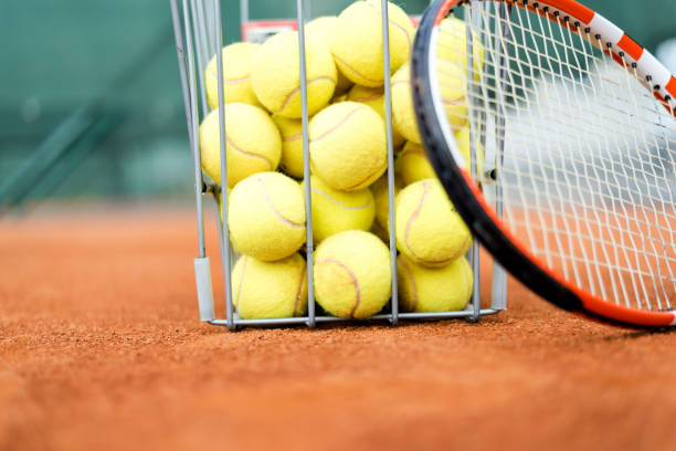 istock Balls for tennis in the basket 802027238
