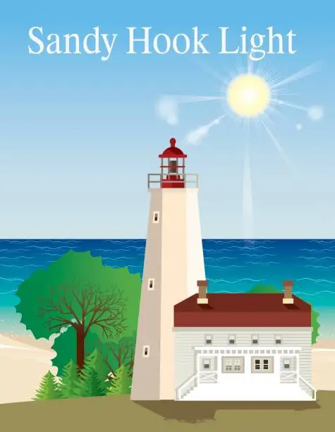 Vector illustration of Sandy Hook Light