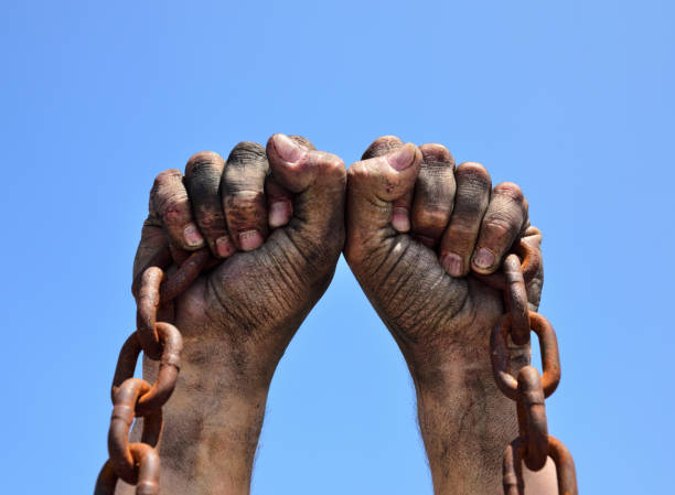 istock Two male hands are raised up 802029972