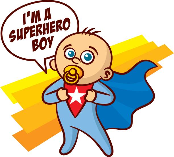 Superhero Baby Boy Sticker Stock Illustration - Download Image Now - Baby -  Human Age, Superhero, Cape - Garment - iStock