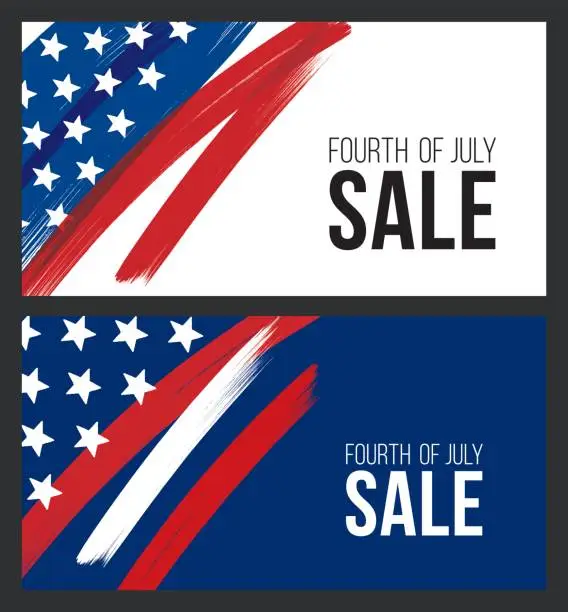 Vector illustration of Fourth of July USA Independence day sale banner - Illustration