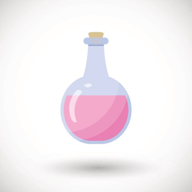illustrations, cliparts, dessins animés et icônes de icône plate de la potion vecteur - antidote toxic substance ingredient bottle