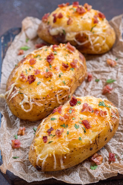 istock Baked stuffed potatoes with cheese and bacon 802064386