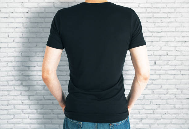 istock Casual guy in black shirt back 802071352