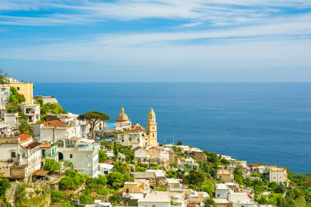 View of the town of Praiano in Amalfi Coast, Italy beautiful view of the town of Praiano in Amalfi Coast, Italy praiano photos stock pictures, royalty-free photos & images