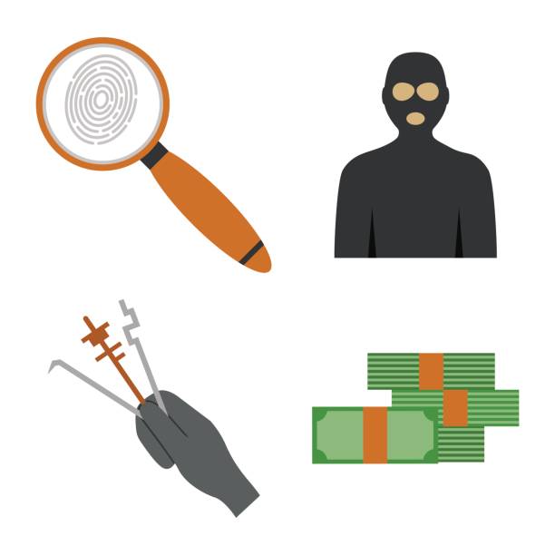 ilustrações, clipart, desenhos animados e ícones de polícia de segurança do crime ícones proteção lei justiça sinal arma ilustração de plana vetorial de transgressão de crime ofensa - arches national park illustrations