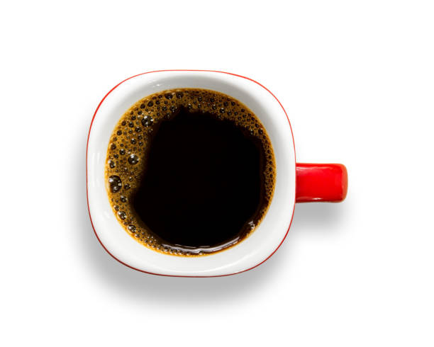 tazza di caffè isolata - coffee crop bean seed directly above foto e immagini stock