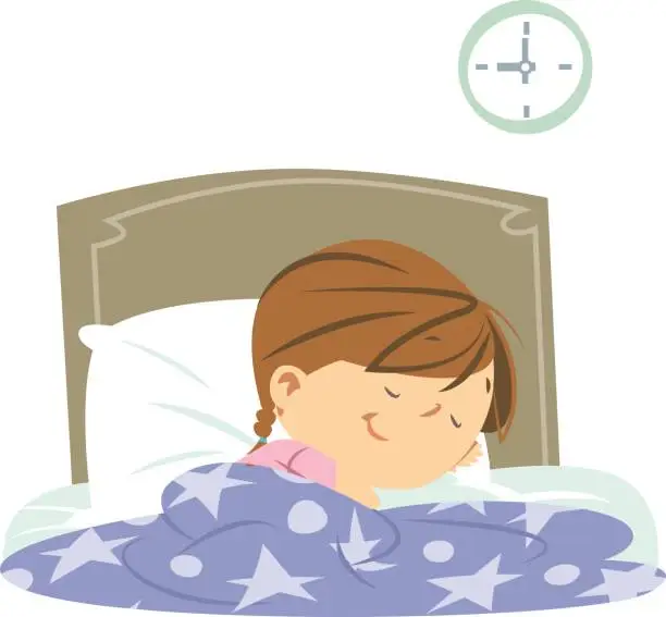 Vector illustration of Little girl sleeping