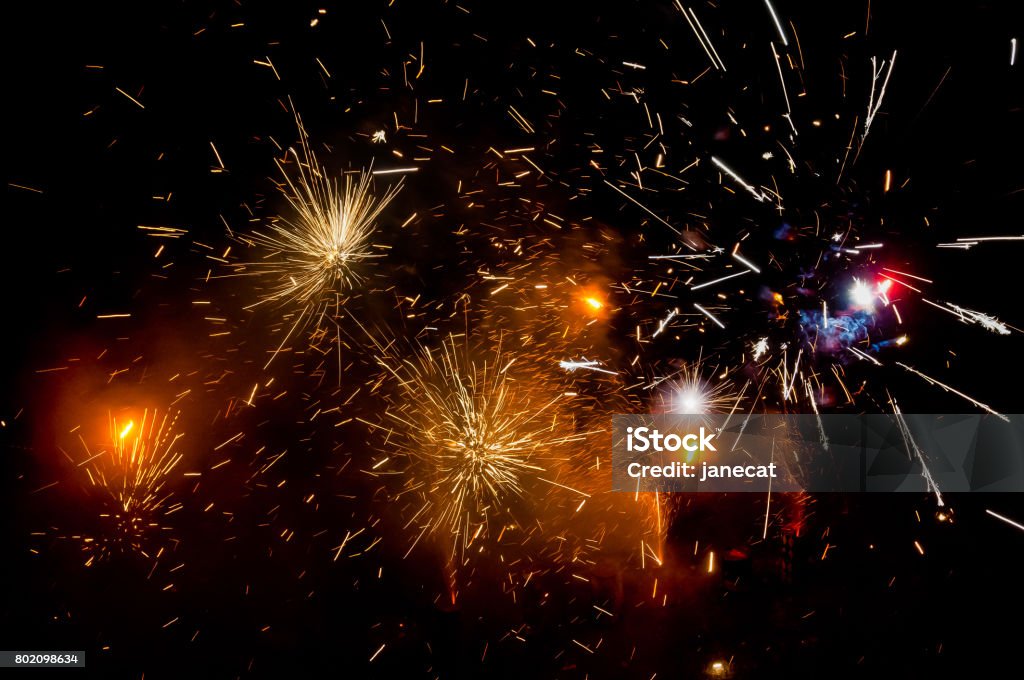 Fireworks in the sky Chinese new year fireworks celebration Guy Fawkes Stock Photo