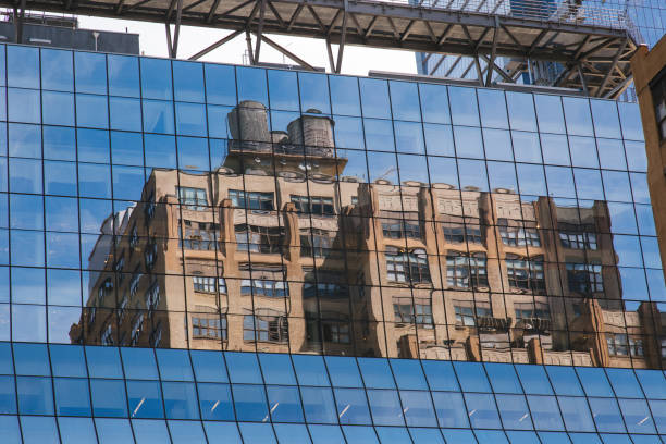 istock Close up deatil of building exterior with refelection 802107492