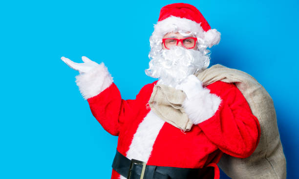 istock Funny Santa Claus have a fun with red eyeglasses 802133738