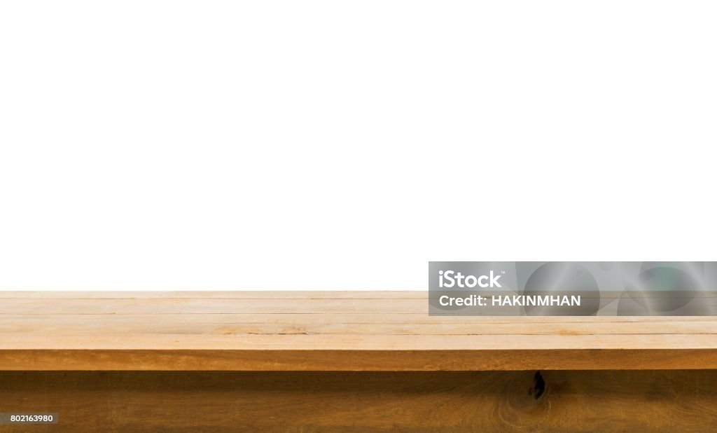 Mesa de madera, sobre fondo blanco. - Foto de stock de Encimera de cocina libre de derechos