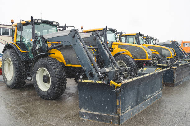 istock Snow tractor, parked at the airport. 802168998