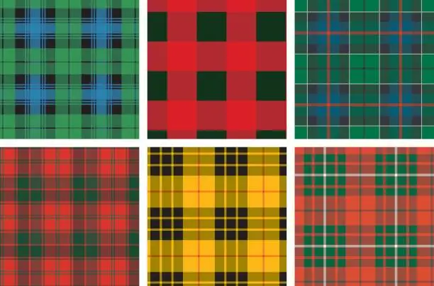 Vector illustration of Plaid Pattern Set for Swatch