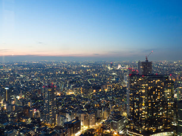 istock Observation room night view in Japan 802178622