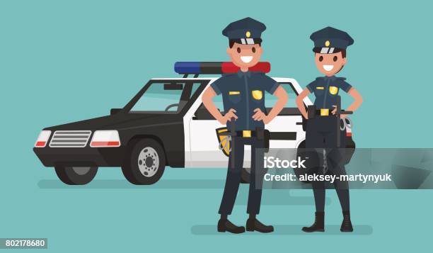 Police Officers Man And Woman Guardians Of Order Vector Illustration Stock Illustration - Download Image Now