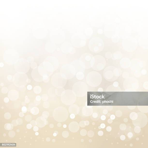 White Gold Light Background Abstract Design Vector Blur Circle Bokeh Stock Illustration - Download Image Now