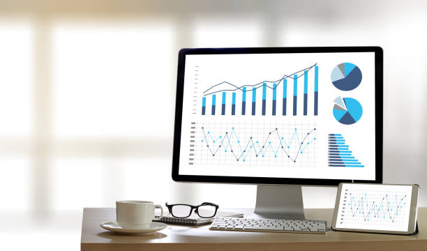 istock Statistics Analysis Business Data Diagram Growth Increase Marketing Concept , digital tablet and graph financial with social network diagram 802231284