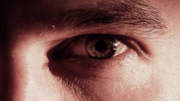 istock Young caucasian man's eye. Close-up shot 802266738