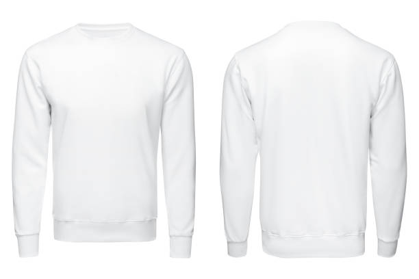 weiße sweatshirt,, kleidung auf isolierten - sweatshirts stock-fotos und bilder