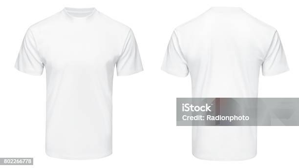 White Tshirt Clothes On Isolated Stock Photo - Download Image Now - T-Shirt, Template, White Color