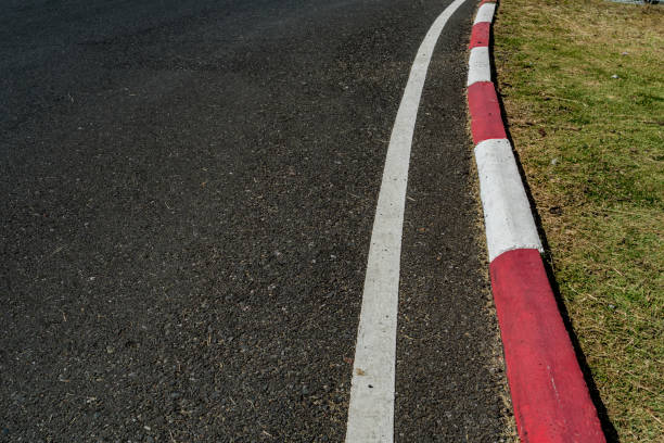 istock Concrete road with red and white 802273950