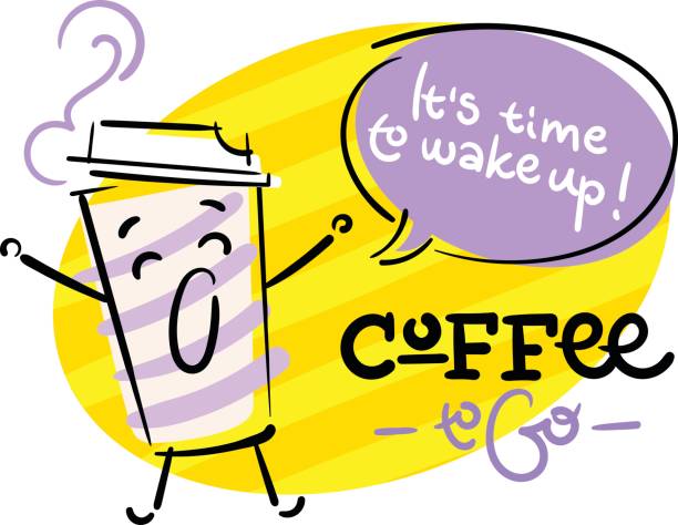 istock Coffee To Go. It is time to Wake Up. Funny and Colorful Hand Drawn Illustration. 802279090