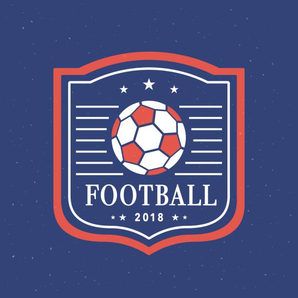 ilustraciones, imágenes clip art, dibujos animados e iconos de stock de vector emblema de fútbol 2018 plantilla establecida - crear escudos de futbol
