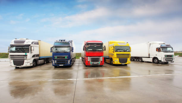 istock Trucks in the warehouse parking 802293964