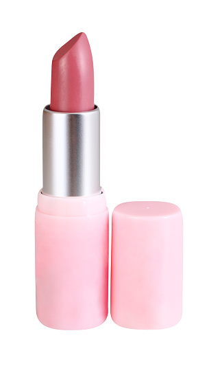 Pink lipstick isoalted on white