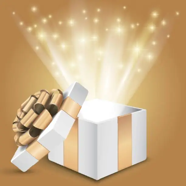 Vector illustration of Gift box with shining light