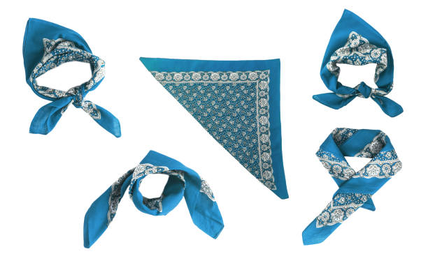 istock Blue, light blue kerchief-bandana with a pattern, isolated 802300472
