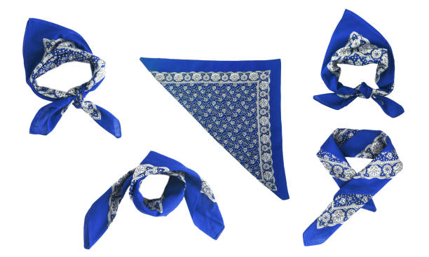 istock Blue, light blue kerchief-bandana with a pattern, isolated 802300474