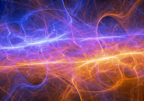 istock Fire and ice lightning, clash of the elements 802304260